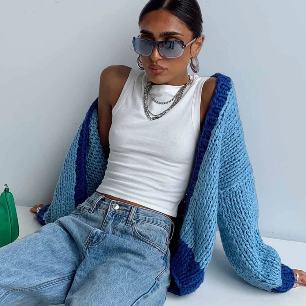 Princess Polly blue Knit Cardigan